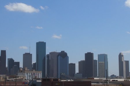 De skyline van downtown Houston, Texas